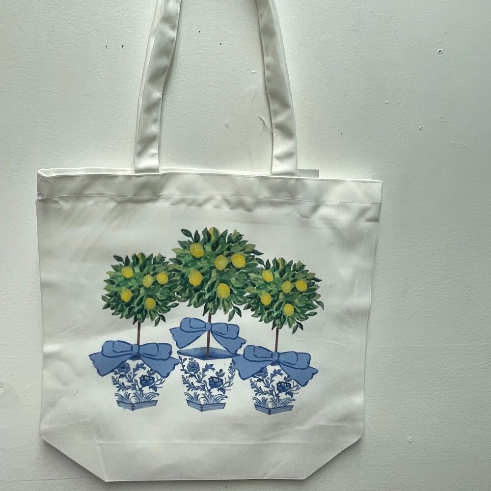 2"x14" white canvas tote bag